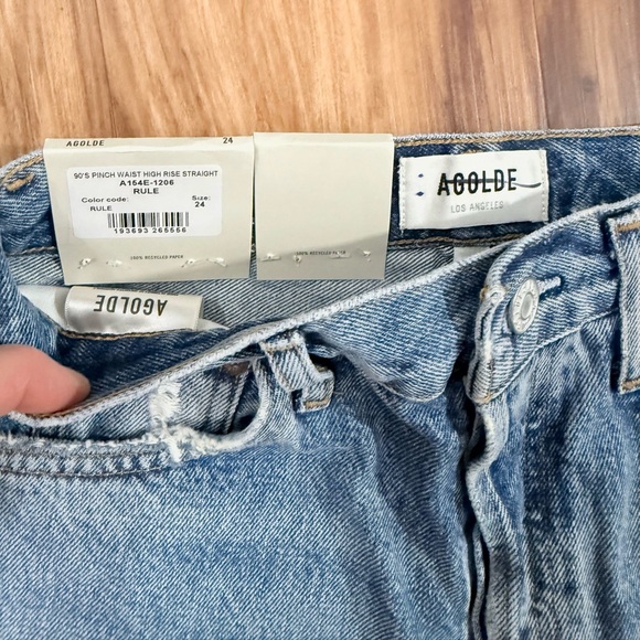 Agolde High Rise Distressed Blue Jeans - Picture 3 of 5